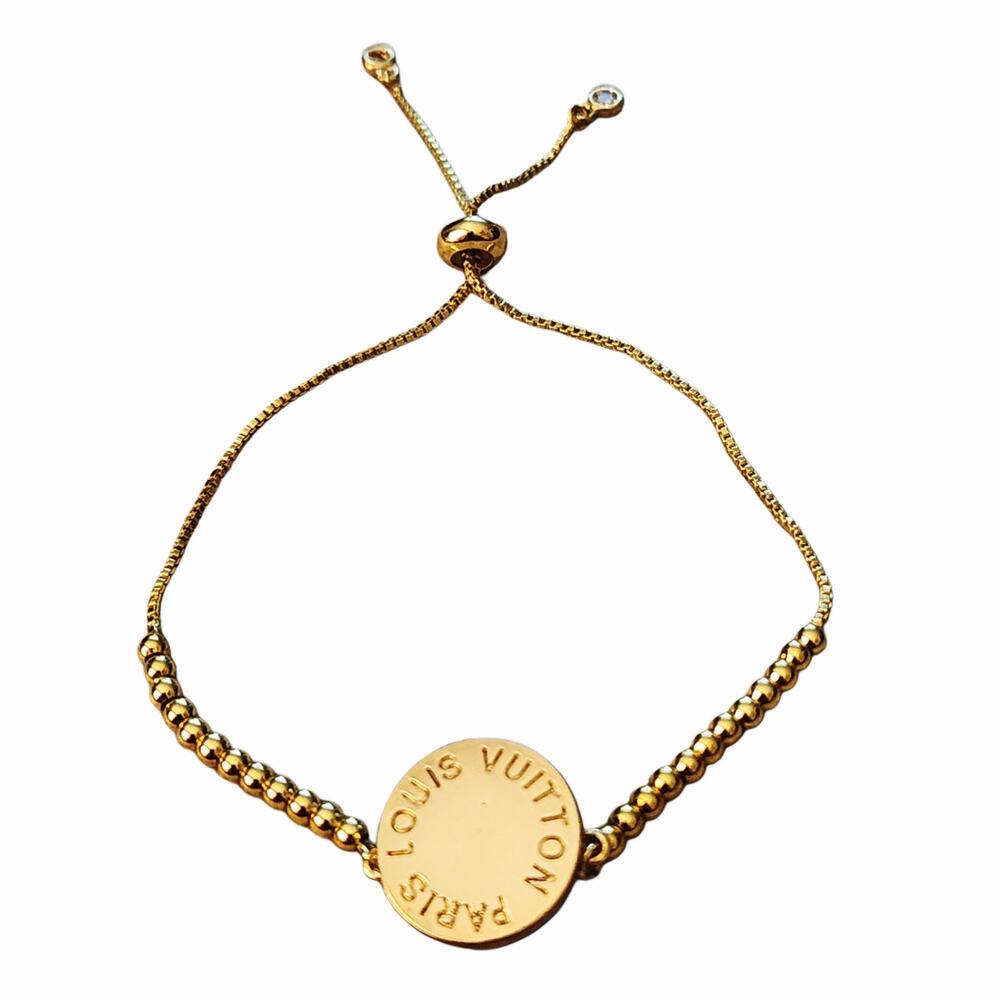 Louis Vuitton Gold-Tone Adjustable Disc Bracelet - Gold